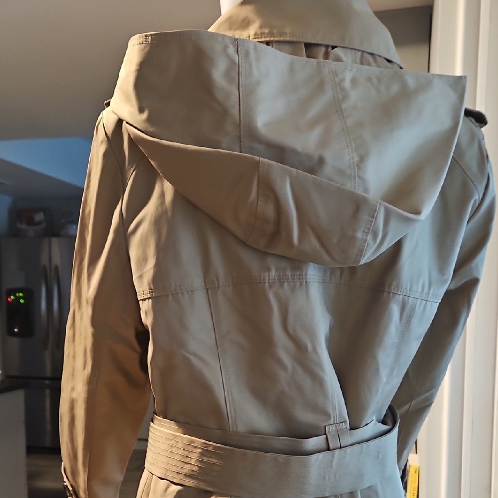 NWT Classic London Fog Long Tan Trench Coat Sz M - Picture 6 of 12